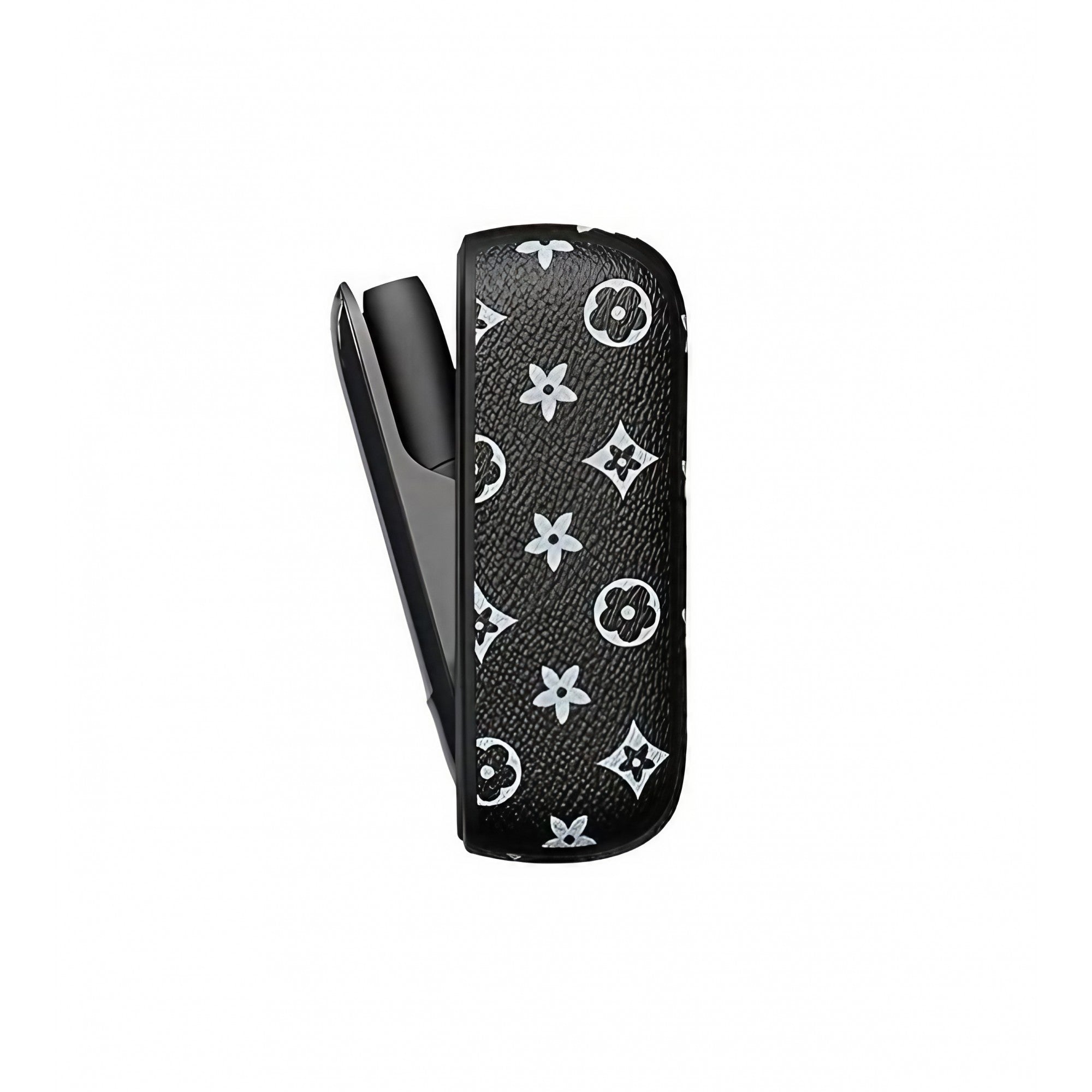 Set Husa Piele Ecologica Si Capac Plastic Flippy, pentru IQOS 3.0 DUO, de Protectie, Anti Soc si Zgarieturi, 20 gr, 12 x 4 x 2 cm, Negru-1