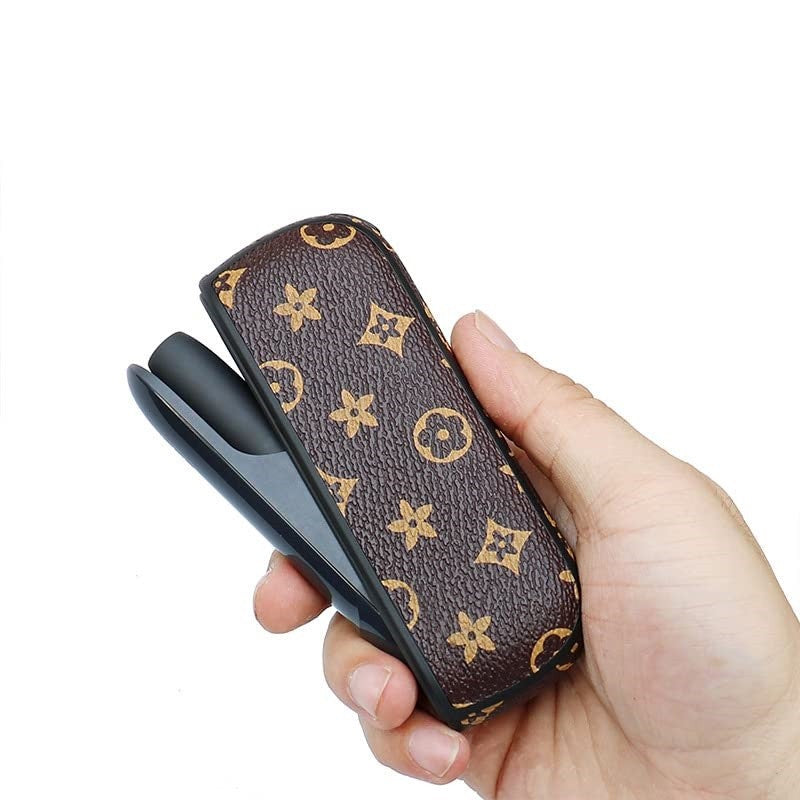 Set Husa Piele Ecologica Si Capac Plastic Flippy, pentru IQOS 3.0 DUO, de Protectie, Anti Soc si Zgarieturi, 20 gr, 12 x 4 x 2 cm, Maro-2