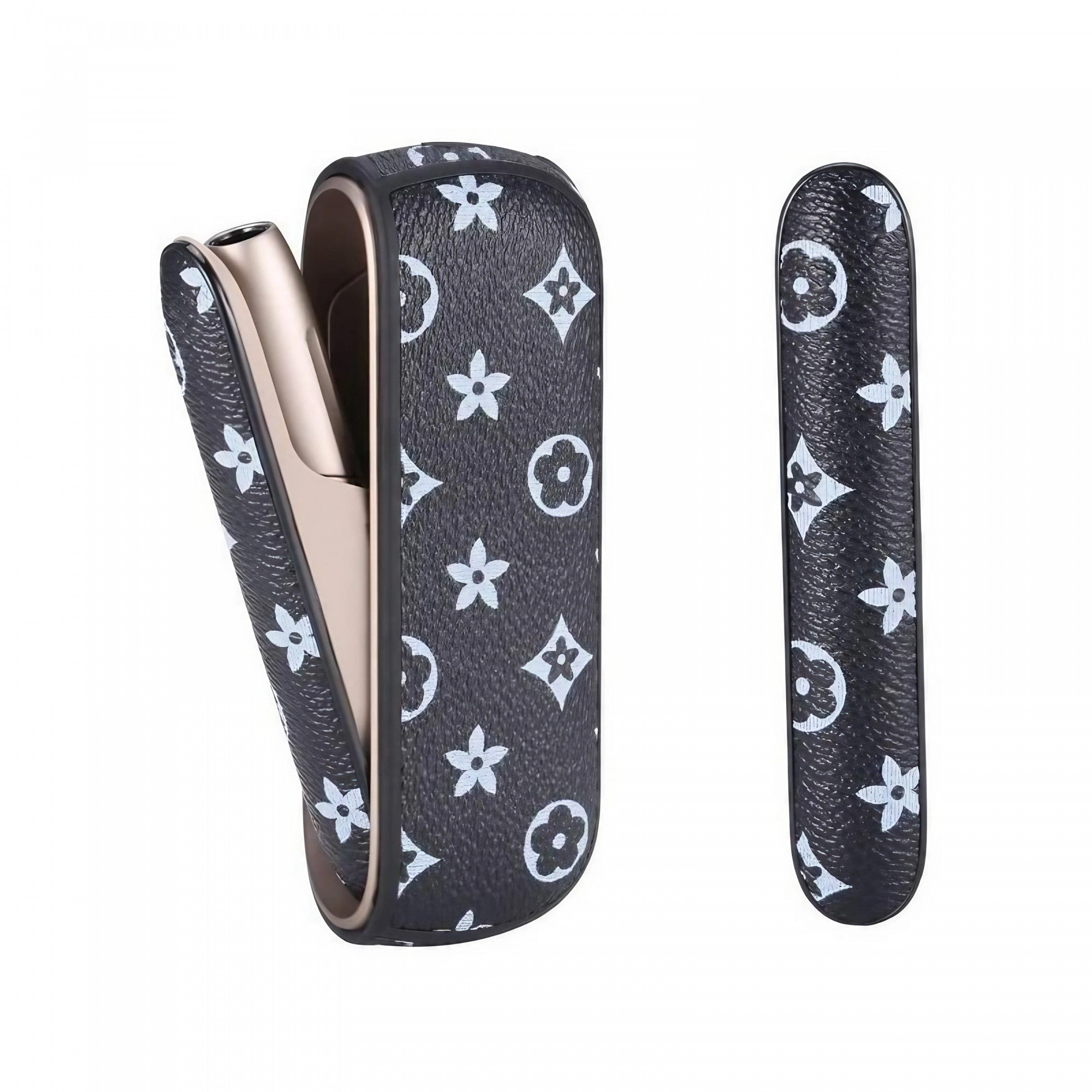 Set Husa Piele Ecologica Si Capac Plastic Flippy, pentru IQOS 3.0 DUO, de Protectie, Anti Soc si Zgarieturi, 20 gr, 12 x 4 x 2 cm, Negru-0