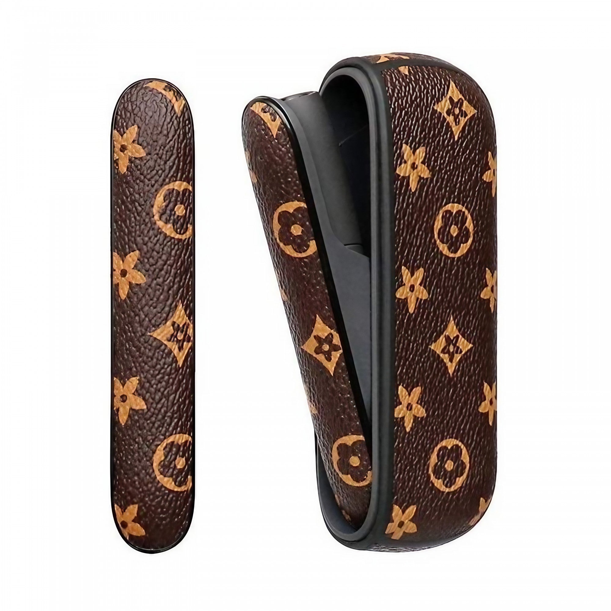 Set Husa Piele Ecologica Si Capac Plastic Flippy, pentru IQOS 3.0 DUO, de Protectie, Anti Soc si Zgarieturi, 20 gr, 12 x 4 x 2 cm, Maro-0