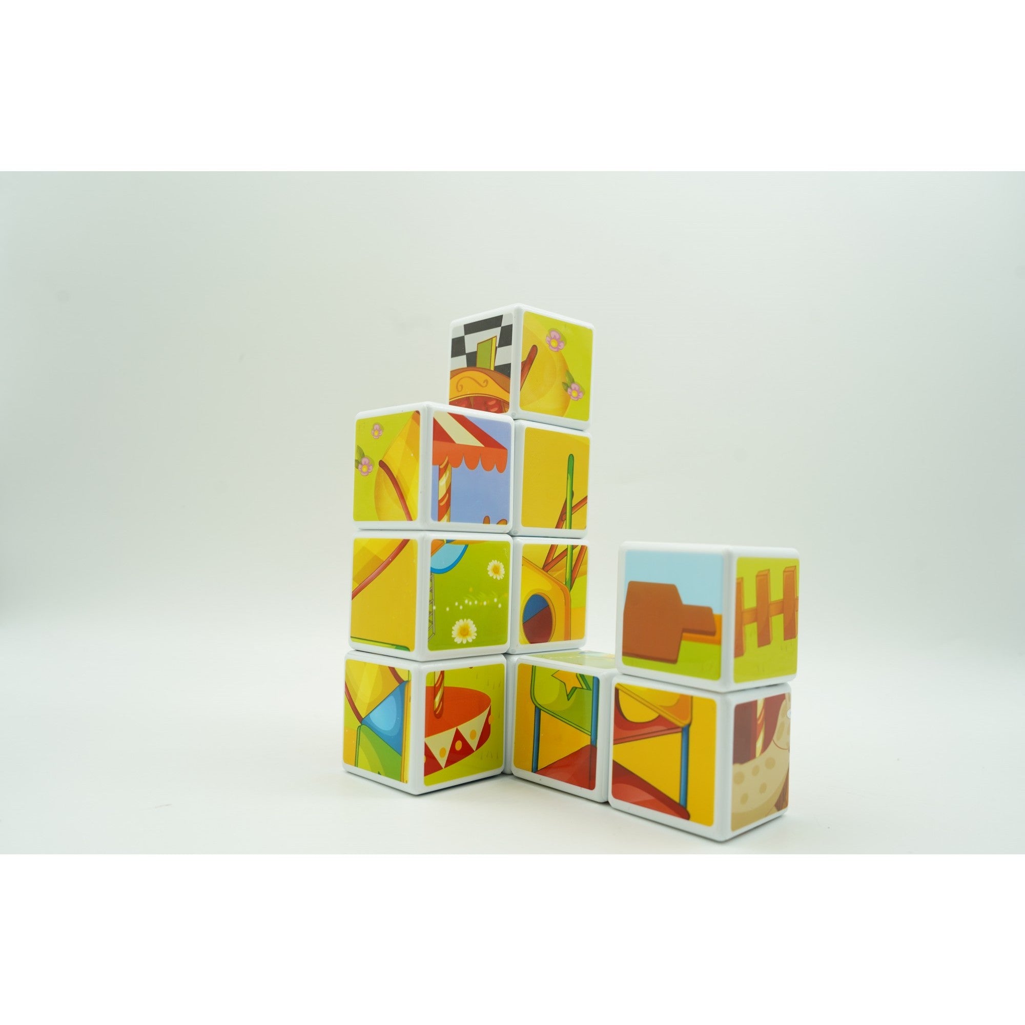 Set inteligent de cuburi magnetice pentru copii, 10 piese, cutie depozitare, puzzle parc de distractii, +3 ani, multicolor-4
