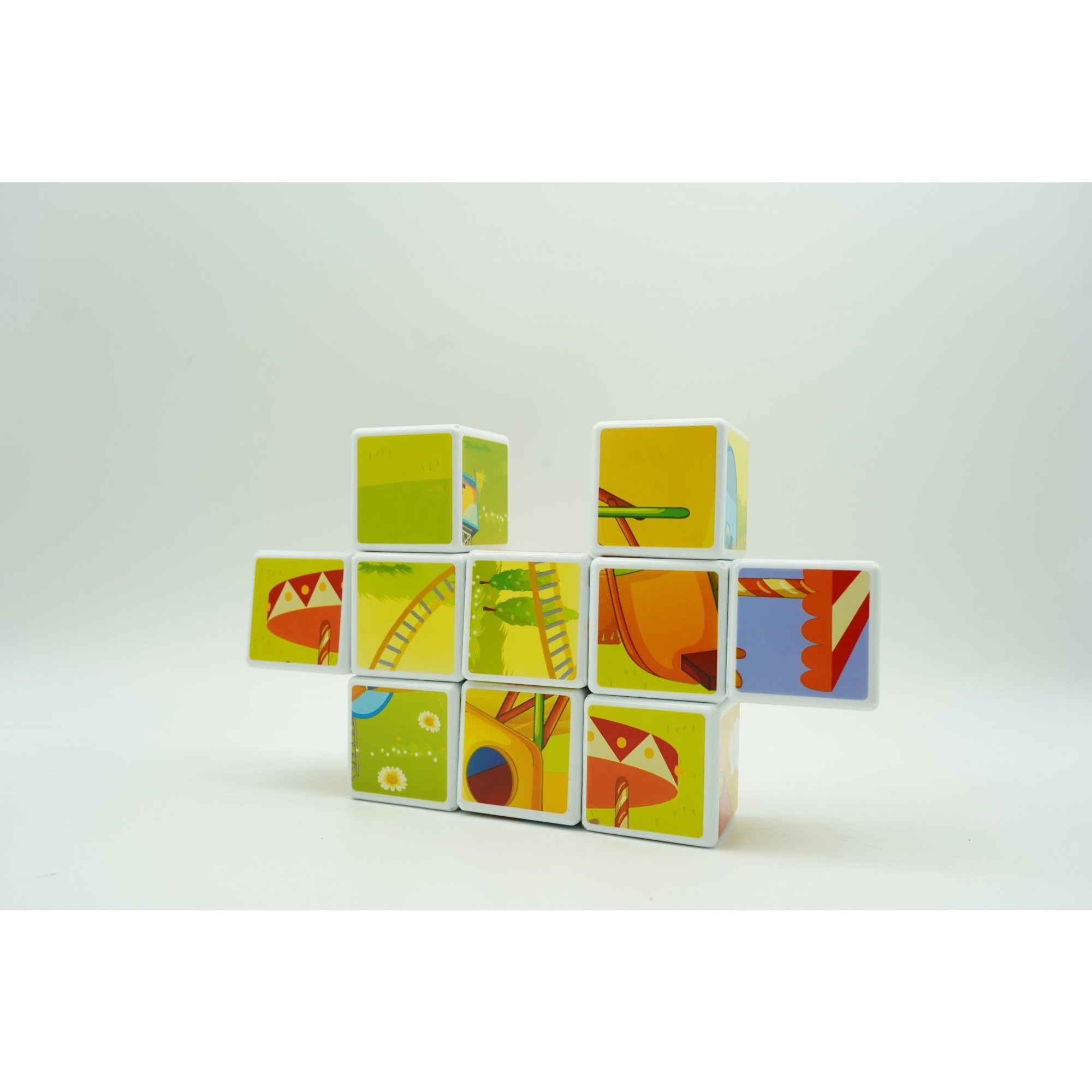 Set inteligent de cuburi magnetice pentru copii, 10 piese, cutie depozitare, puzzle parc de distractii, +3 ani, multicolor-8