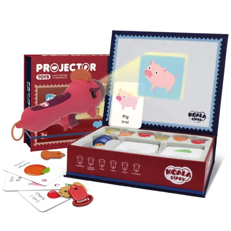 Set Jucarie Educativa, Flippy, Proiector Tip Lanterna Pentru Copii, 6 Teme, 48 de Imagini, Cutie Depozitare, +3 ani, Rosu-7