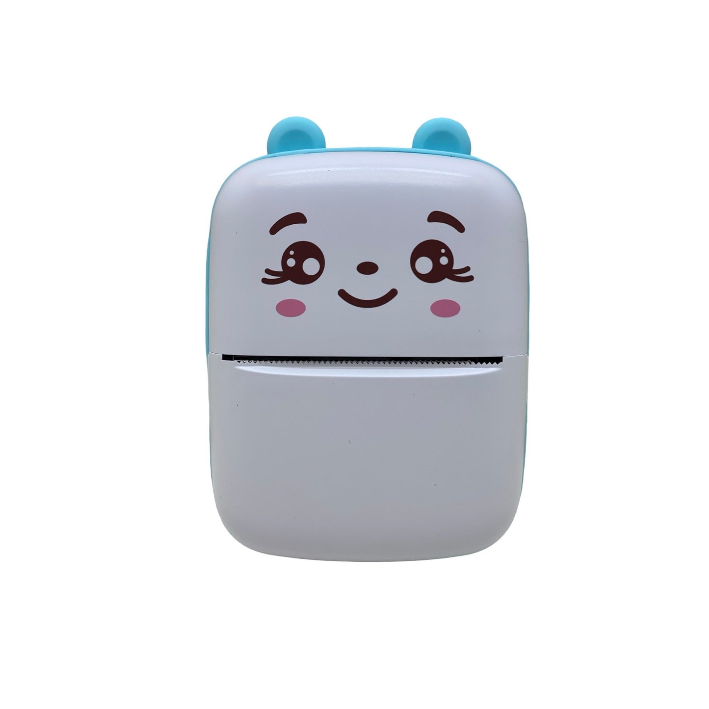 Set Mini Imprimanta Foto Portabila, Flippy, Include: 1x Set de Markere, 5x Role de Hartie Termica, 5x Role Hartie Adeziva, Incarcare USB, Bluetooth, Print Alb-Negru, Model Ursulet, Alb/Albastru-0
