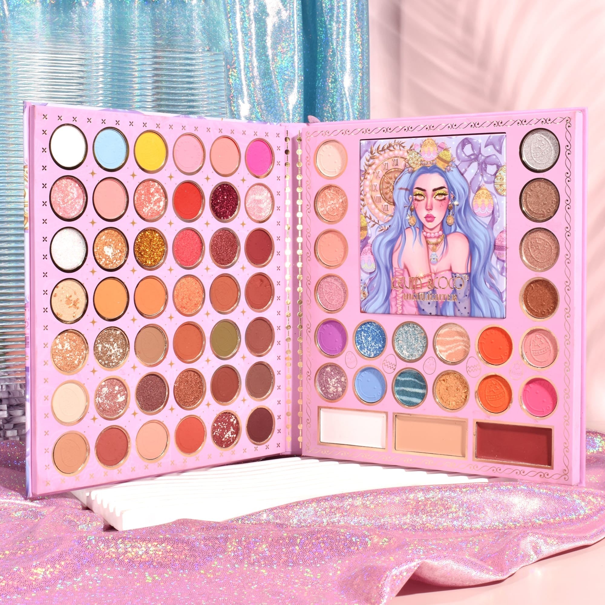 Trusa de Machiaj, KEVIN & COCO, Easter Style Blue, 69 culori, 20 x 22.5 cm-2