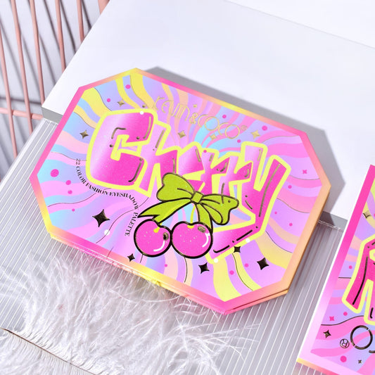 Paleta de Machiaj, KEVIN & COCO, Pink Cherry, Fard de Pleoape, 22 culori, 19 x 13.7 x 1.3 cm-1