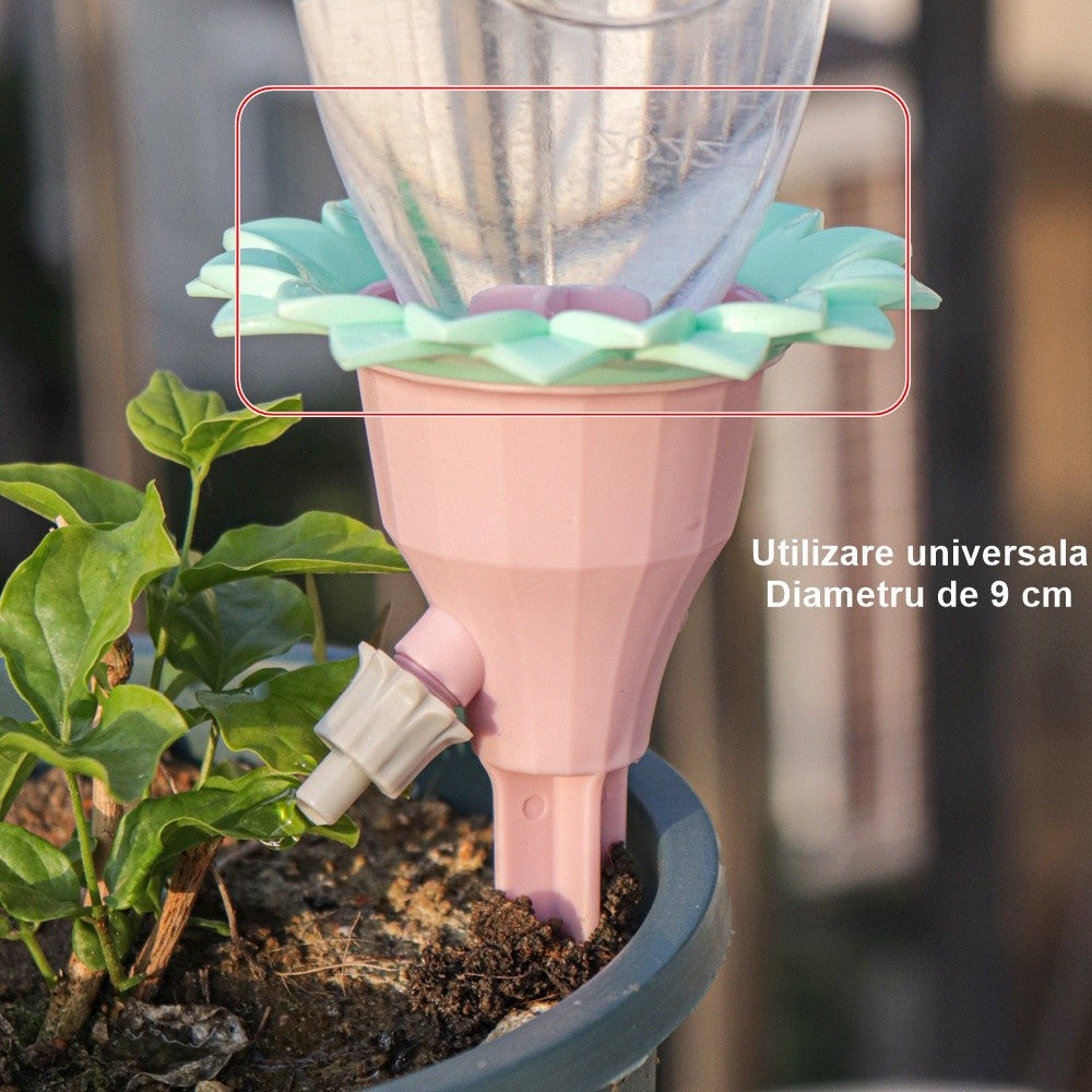 Set picuratoare cu valva pentru irigare Flippy, design floare, viteza reglabila, fixare prin infigere, practic, 16.8 x 9 cm, roz-2