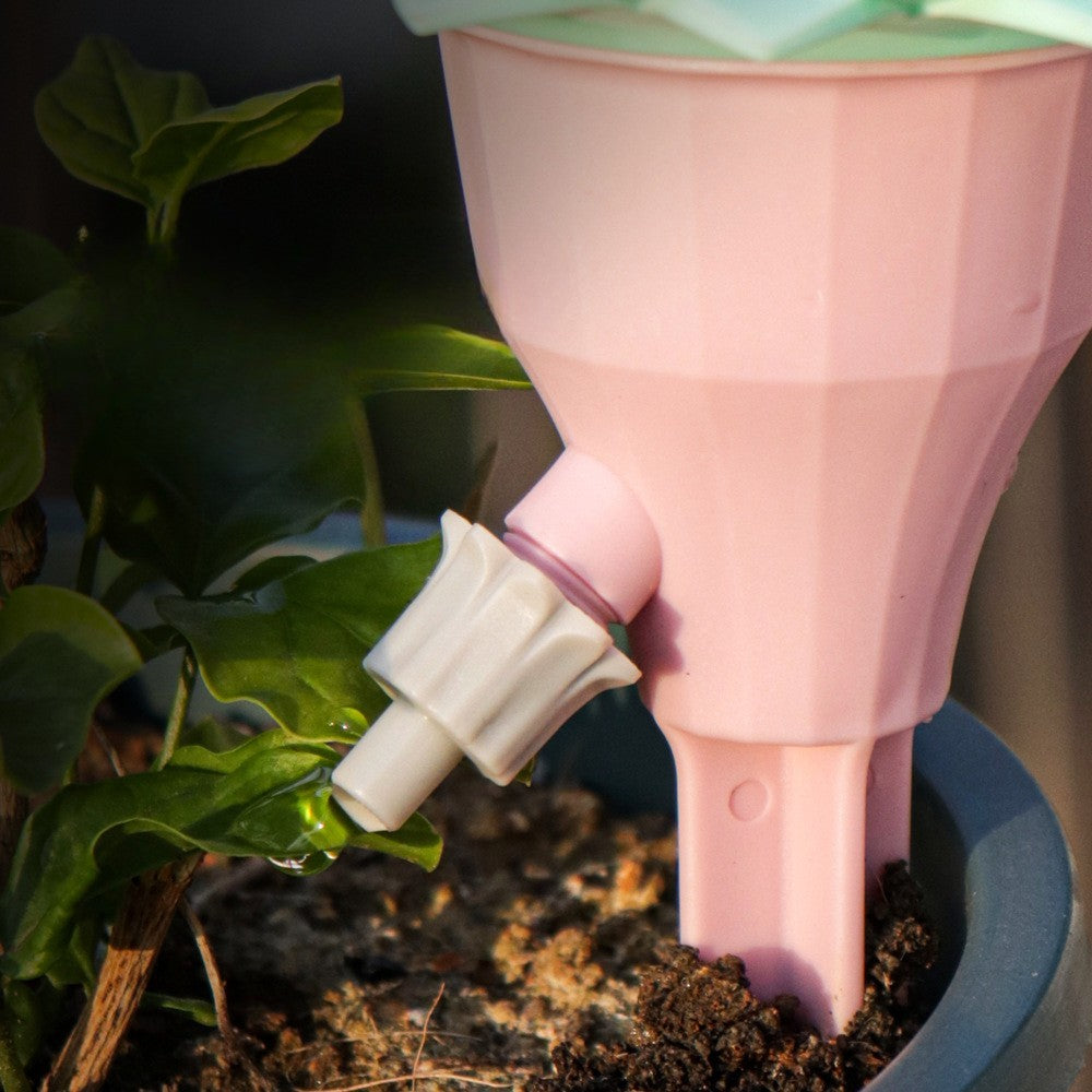 Set picuratoare cu valva pentru irigare Flippy, design floare, viteza reglabila, fixare prin infigere, practic, 16.8 x 9 cm, roz-4