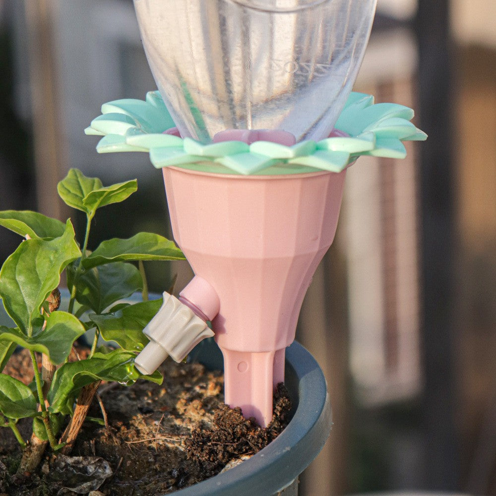 Set picuratoare cu valva pentru irigare Flippy, design floare, viteza reglabila, fixare prin infigere, practic, 16.8 x 9 cm, roz-10