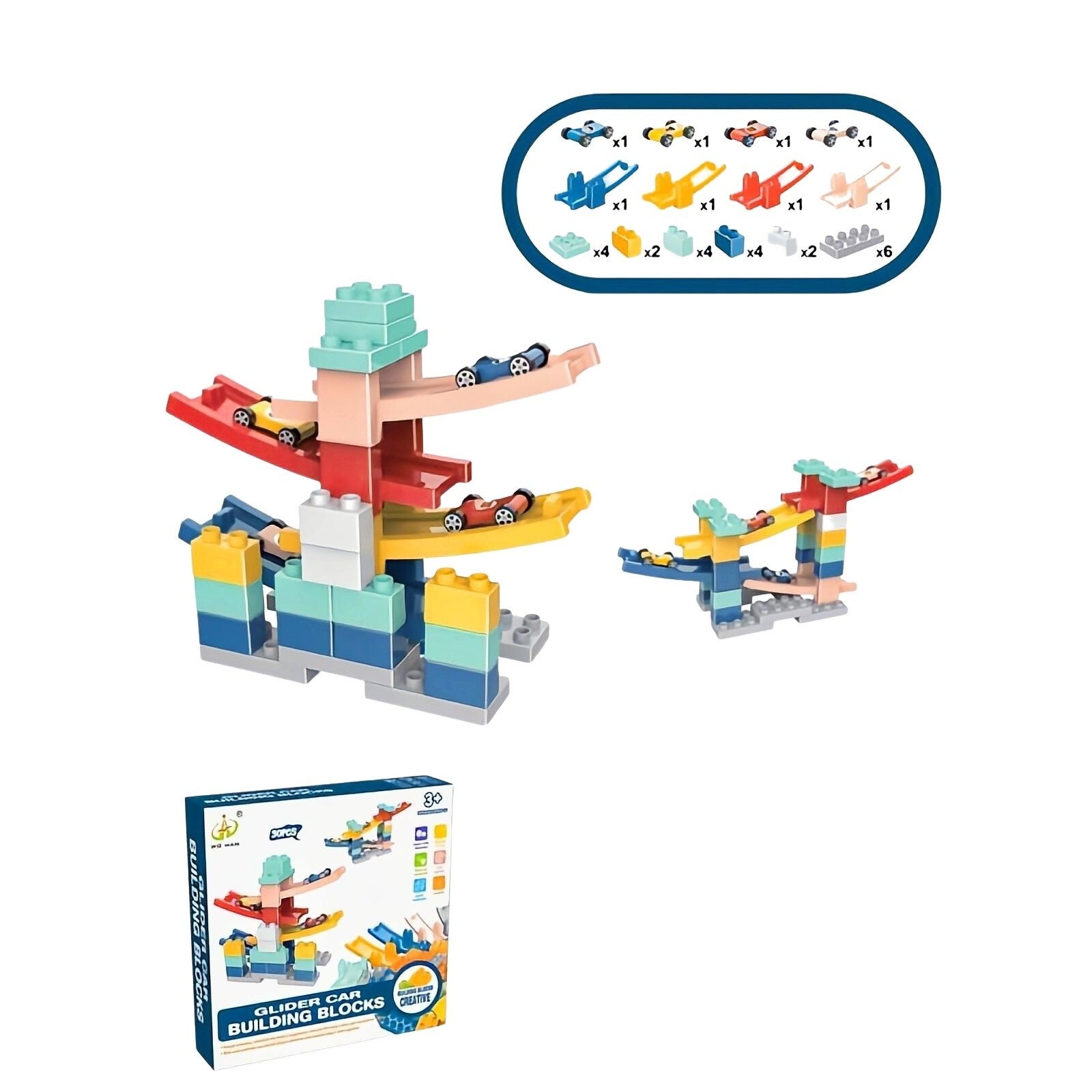 Set piese pentru constructie, Flippy, Rampa auto, 30 piese, Masinute incluse-0