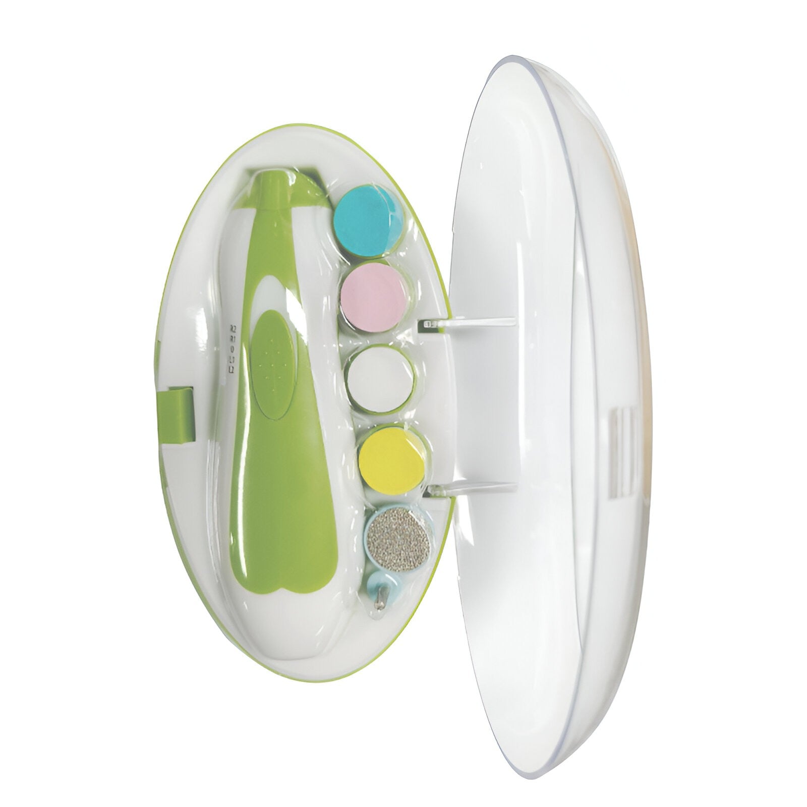 Set Pila Electrica pentru Copii si Bebelusi, Flippy, ABS, 6 Accesorii, cu Lumina LED, Verde Alb-3