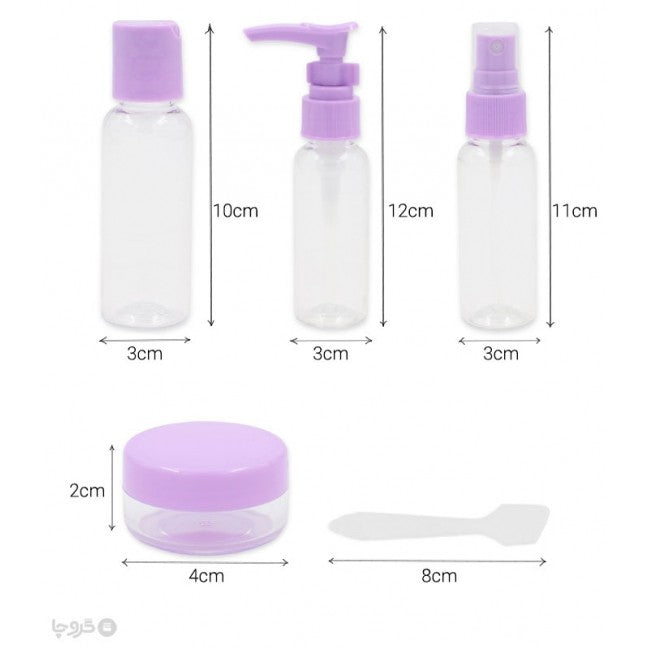 Set Recipiente pentru Cosmetice, Flippy, 5 Piese, cu Gentuta, pentru Calatorii, Reutilizabile, Mov, Material Plastic, 40 ml, 10g-3
