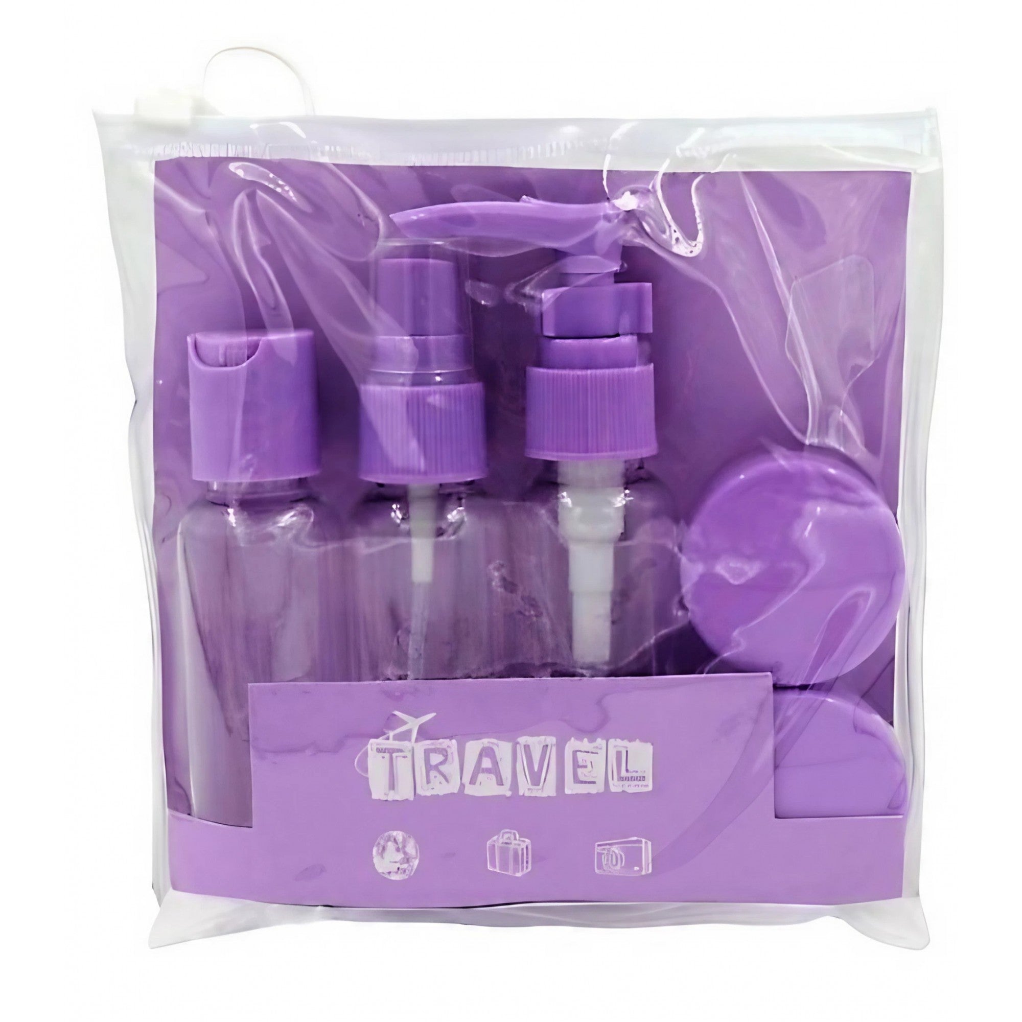 Set Recipiente pentru Cosmetice, Flippy, 5 Piese, cu Gentuta, pentru Calatorii, Reutilizabile, Mov, Material Plastic, 40 ml, 10g-0