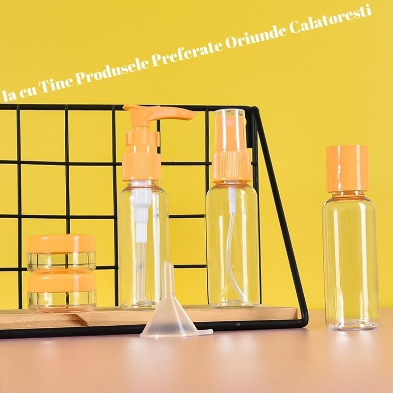 Set Recipiente pentru Cosmetice, Flippy, 5 Piese, cu Gentuta, pentru Calatorii, Reutilizabile, Portocaliu, Material Plastic, 40 ml, 10g-1