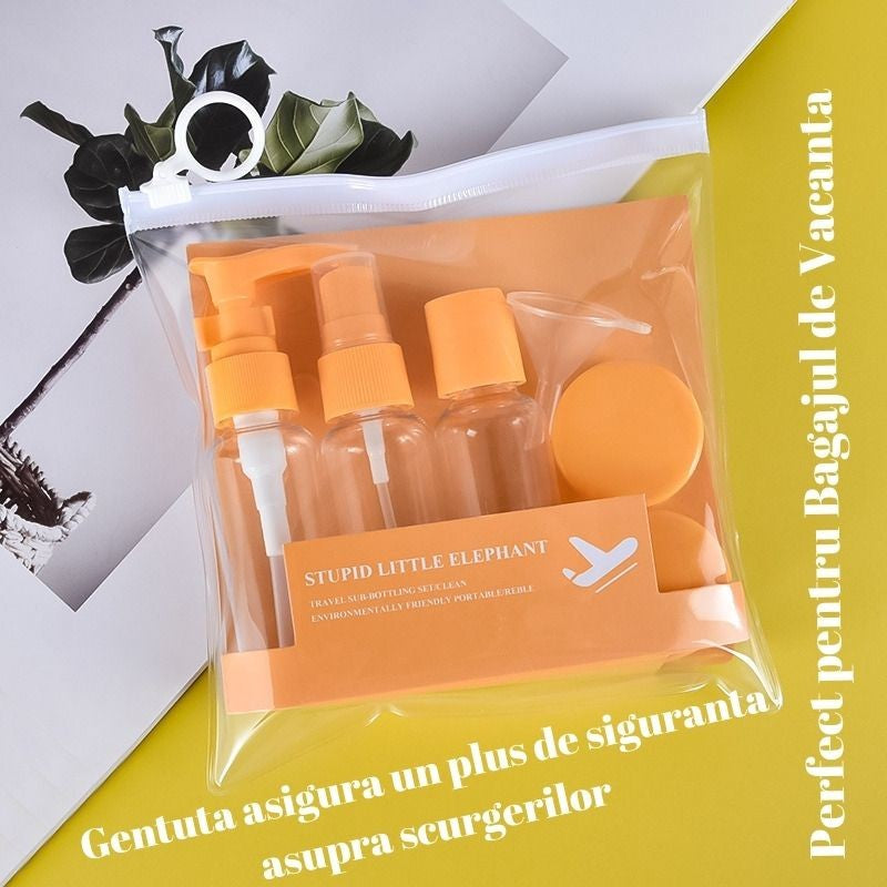 Set Recipiente pentru Cosmetice, Flippy, 5 Piese, cu Gentuta, pentru Calatorii, Reutilizabile, Portocaliu, Material Plastic, 40 ml, 10g-2
