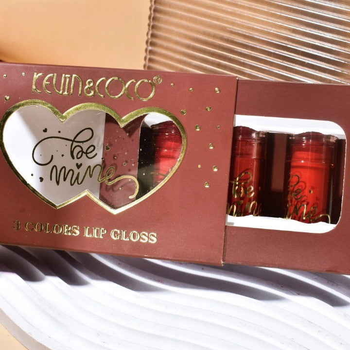 Set Rujuri de Buze Lucioase, KEVIN & COCO, Be Mine 3 Culori, Lip-Gloss, 11 x 7.3 x 2.7cm, Roz-Rosu, Varianta B-4