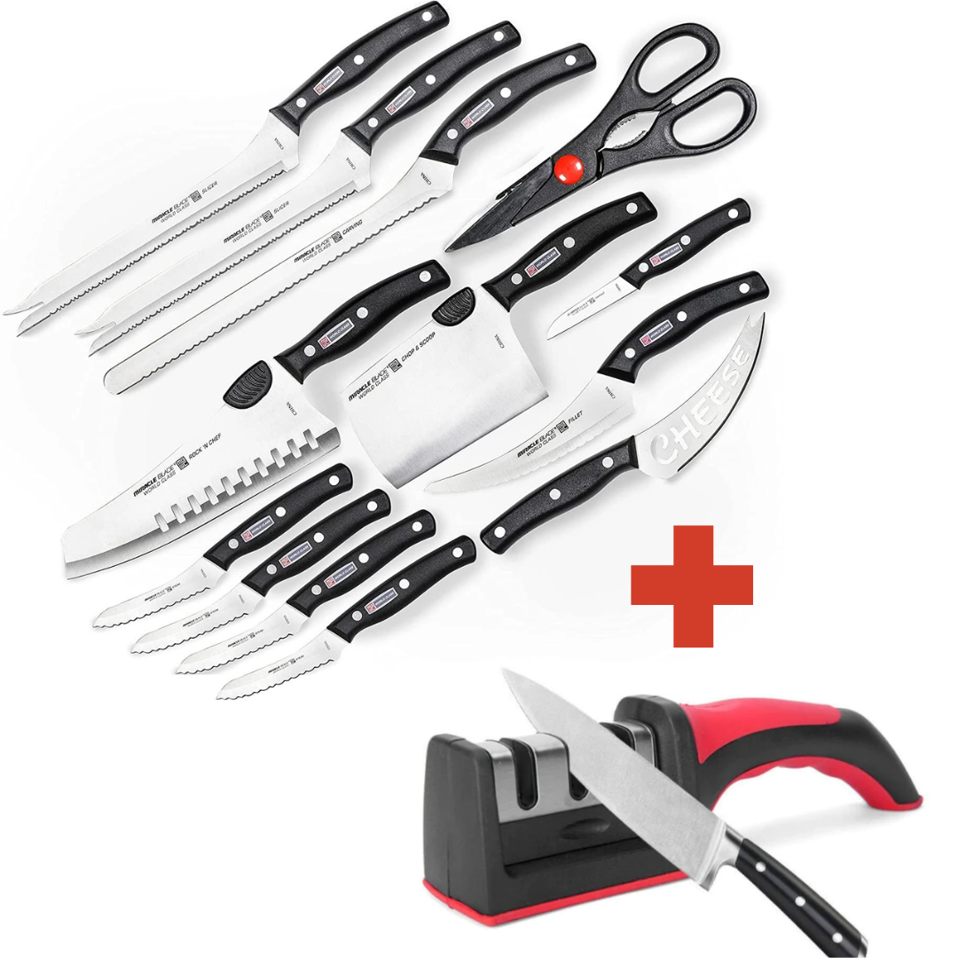 SET 13 Cutite - Miracle Blade World Class + Ascutitor manual de Cutite