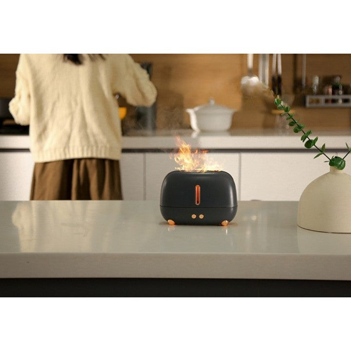 Umidificator de tip flacara, Flippy, cu aromaterapie, 7 culori, 250 ml, negru-1