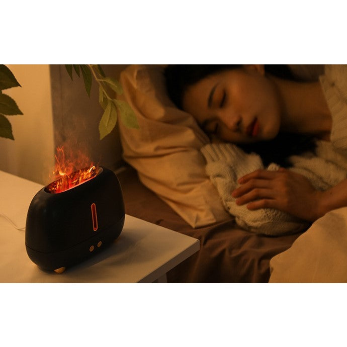 Umidificator de tip flacara, Flippy, cu aromaterapie, 7 culori, 250 ml, negru-2