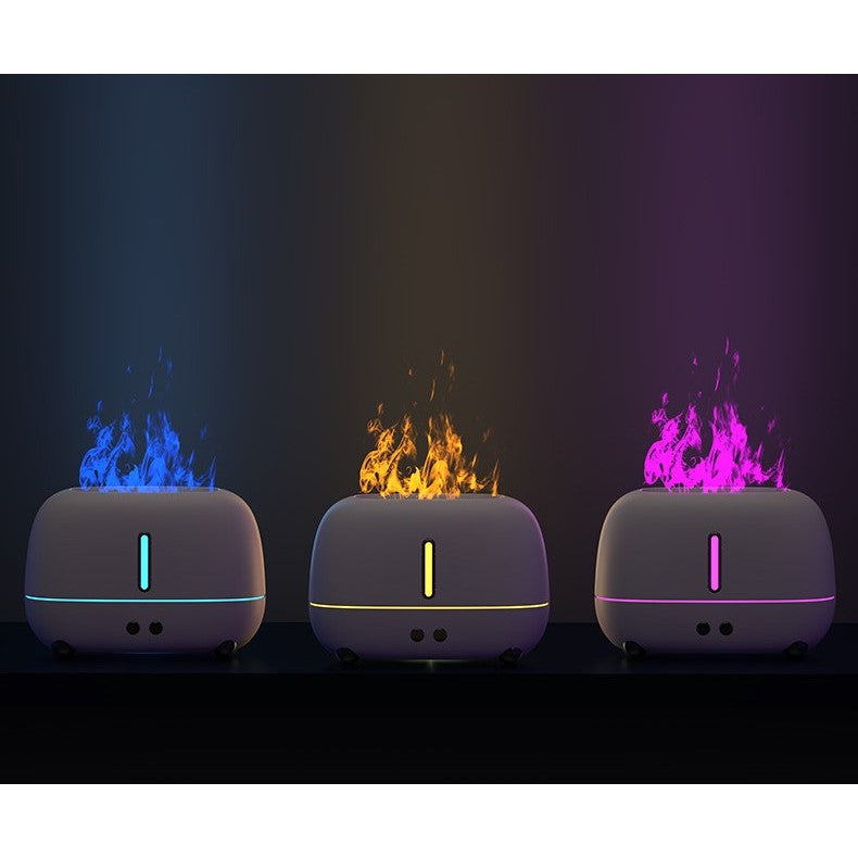 Umidificator de tip flacara, Flippy, cu aromaterapie, 7 culori, 250 ml, negru-3