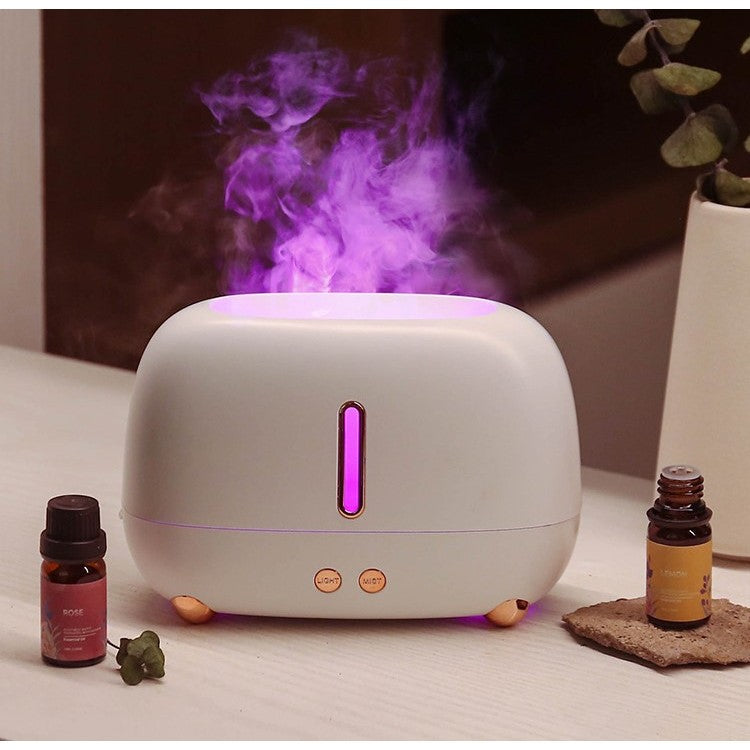 Umidificator de tip flacara, Flippy, cu aromaterapie, 7 culori, 250 ml, alb-3