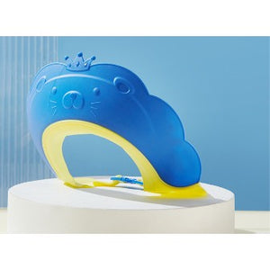 Protectie Baie Pentru Copii Impotriva Samponului, Fippy, Model Leu si Coroana, Dimensiune ajustabila, Durabil, Usor de curatat, De protectie la dus, baie, TPE+PP, Albastru-0
