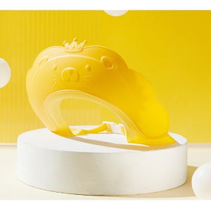 Protectie Baie Pentru Copii Impotriva Samponului, Fippy, Model Leu si Coroana, Dimensiune ajustabila, Durabil, Usor de curatat, De protectie la dus, baie, TPE+PP, Galben-0