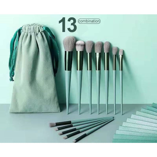Set 13 pensule pentru machiaj, Flippy, super soft, makeup profesional/incepatori, verde-1