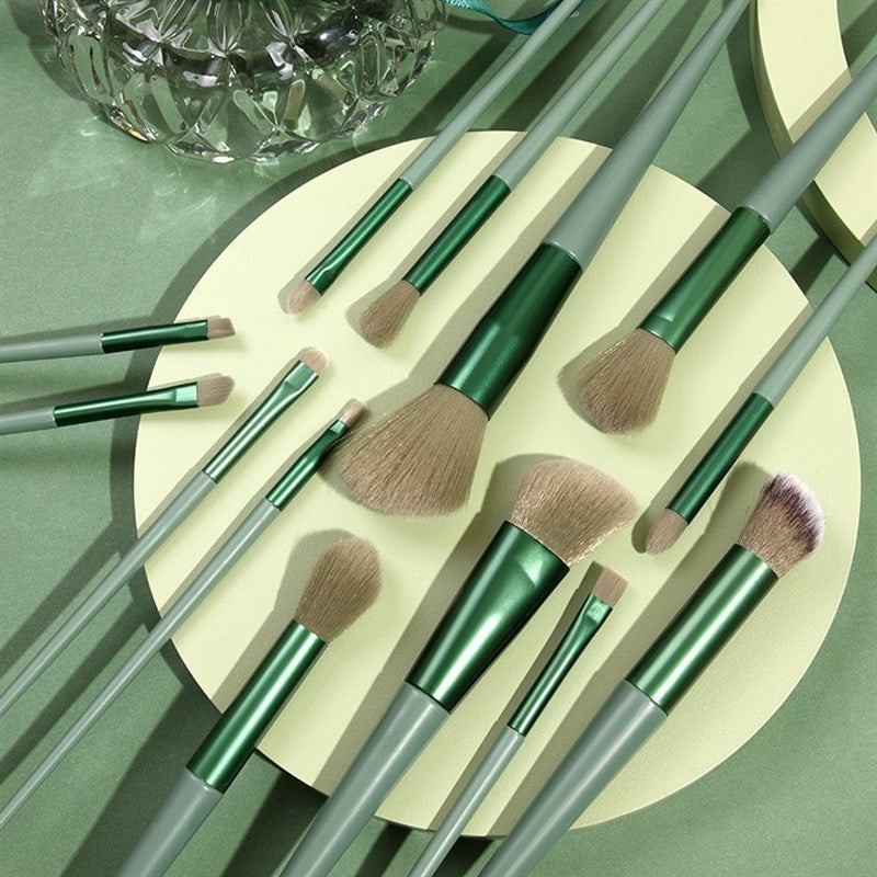 Set 13 pensule pentru machiaj, Flippy, super soft, makeup profesional/incepatori, verde-2