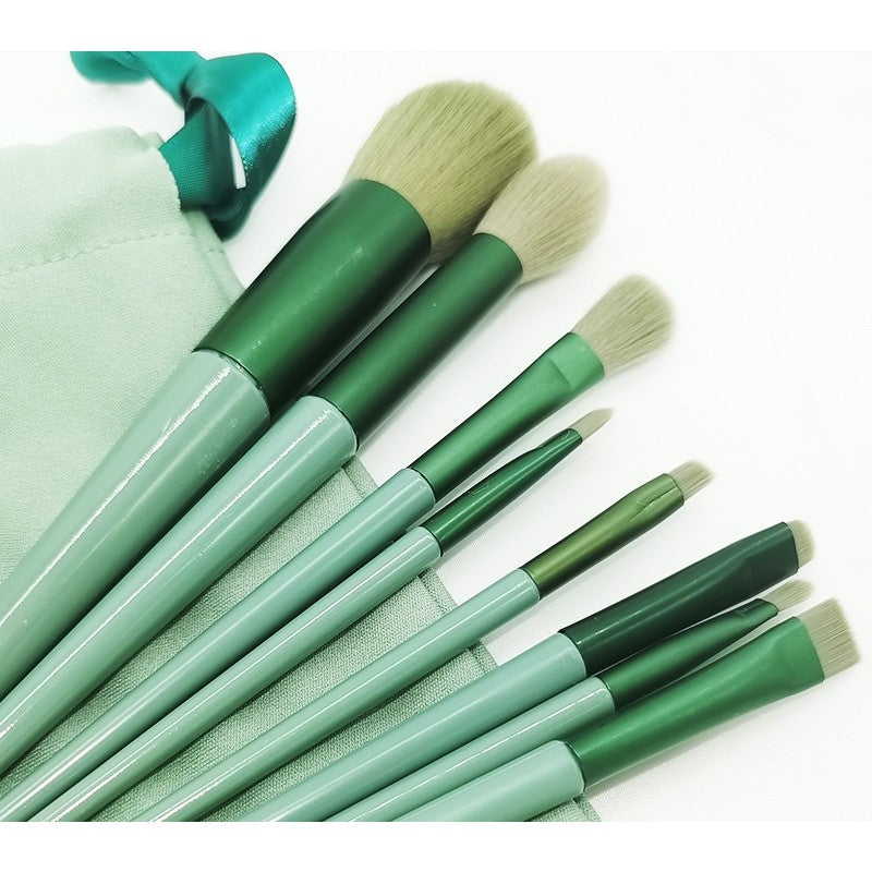 Set 13 pensule pentru machiaj, Flippy, super soft, makeup profesional/incepatori, verde-7