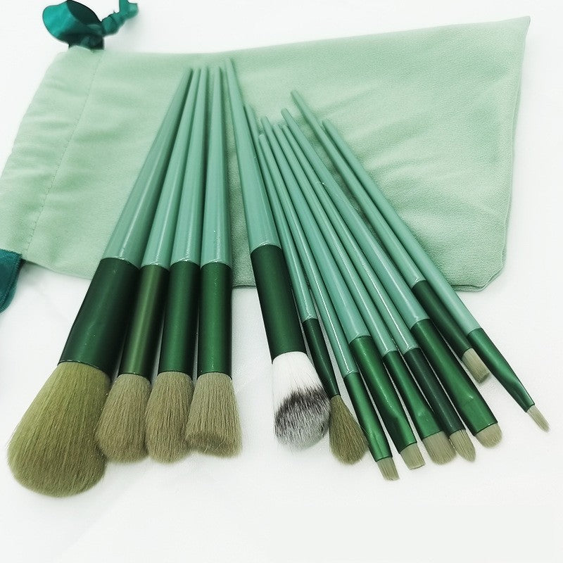 Set 13 pensule pentru machiaj, Flippy, super soft, makeup profesional/incepatori, verde-8