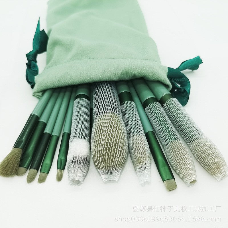 Set 13 pensule pentru machiaj, Flippy, super soft, makeup profesional/incepatori, verde-9
