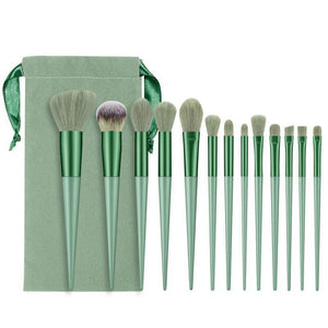 Set 13 pensule pentru machiaj, Flippy, super soft, makeup profesional/incepatori, verde-0