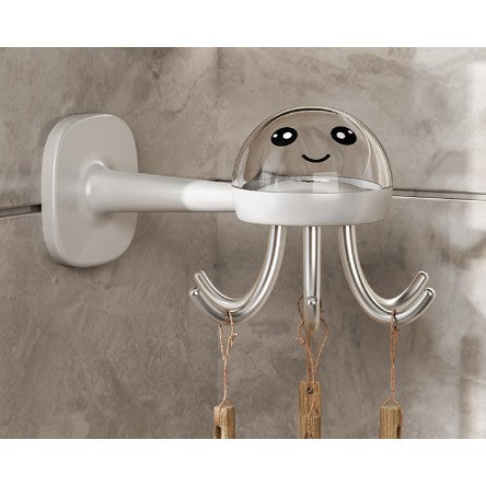 Suport Cuier pentru Perete, Flippy, Model Caracatita, Adeziv, Alb-0