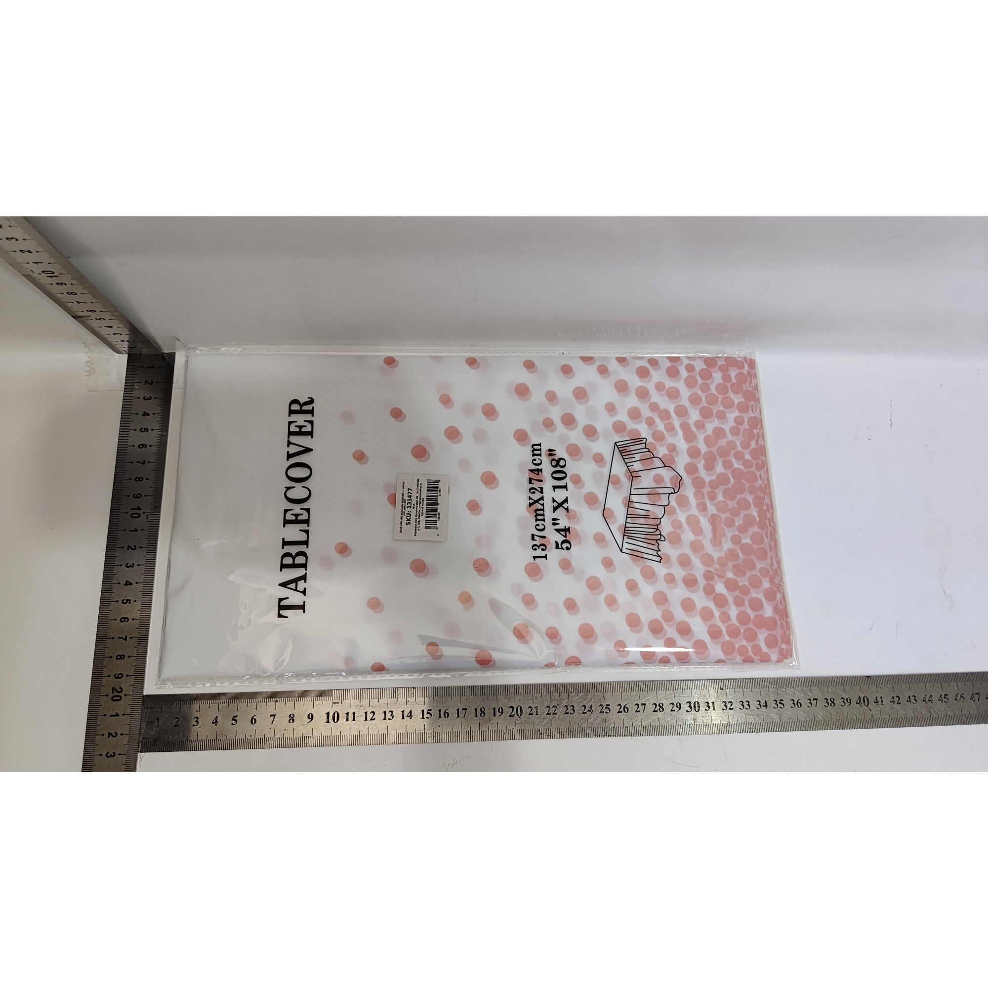 Fata de masa dreptunghiulara, Flippy, Impermeabila, Anti-pete, Pentru petreceri, nunti, botezuri, decoratiuni, 274x137cm, Roz/Alb-1