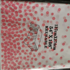 Fata de masa dreptunghiulara, Flippy, Impermeabila, Anti-pete, Pentru petreceri, nunti, botezuri, decoratiuni, 274x137cm, Roz/Alb-0