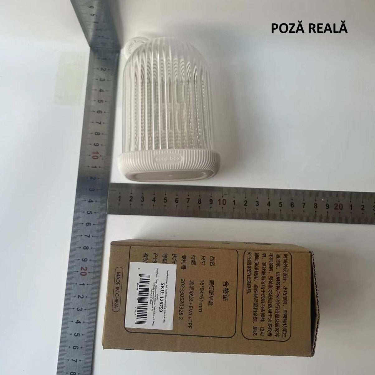 Sapuniera de Calatorie, Flippy, Suport pentru Sapun cu Scurgere a Apei, Recipient cu Capac Depozitare, Savoniera pentru Baie, 12.6x6.1x8.4cm, Alb-11