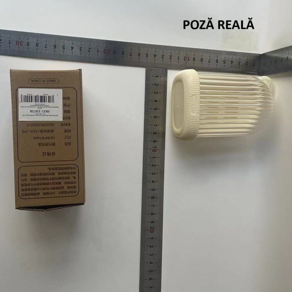 Sapuniera de Calatorie, Flippy, Suport pentru Sapun cu Scurgere a Apei, Recipient cu Capac Depozitare, Savoniera pentru Baie, 12.6x6.1x8.4cm, Crem-4