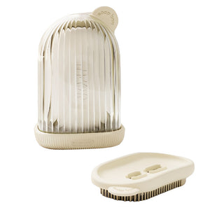 Sapuniera de Calatorie, Flippy, Suport pentru Sapun cu Scurgere a Apei, Recipient cu Capac Depozitare, Savoniera pentru Baie, 12.6x6.1x8.4cm, Crem-0