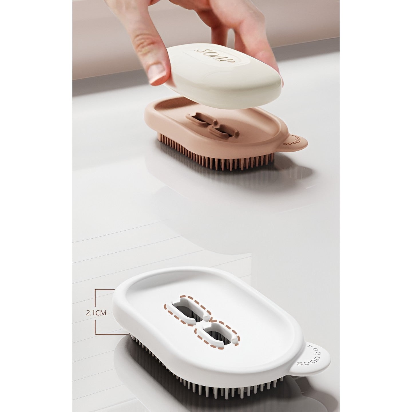 Sapuniera de Calatorie, Flippy, Suport pentru Sapun cu Scurgere a Apei, Recipient cu Capac Depozitare, Savoniera pentru Baie, 12.6x6.1x8.4cm, Roz-3