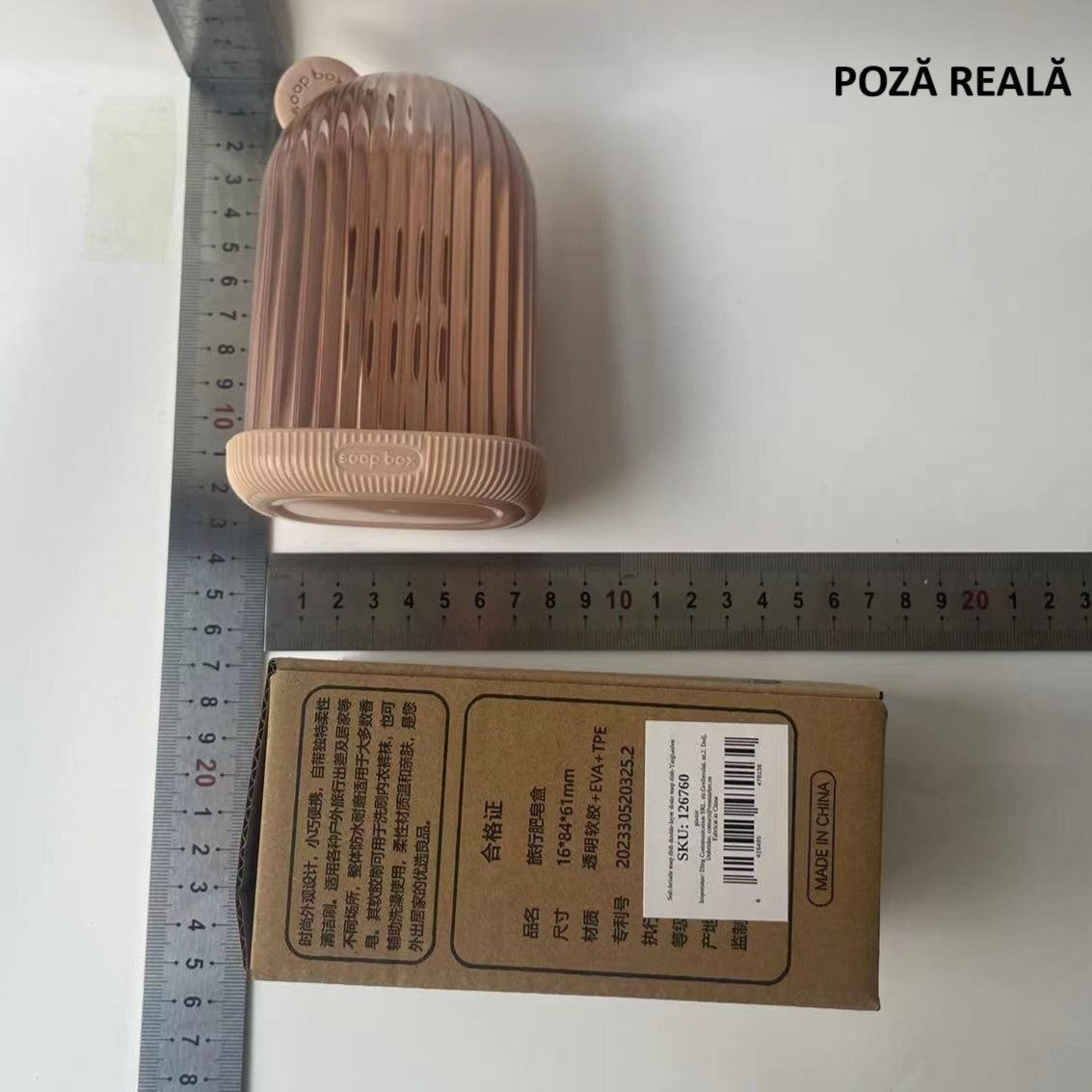 Sapuniera de Calatorie, Flippy, Suport pentru Sapun cu Scurgere a Apei, Recipient cu Capac Depozitare, Savoniera pentru Baie, 12.6x6.1x8.4cm, Roz-7