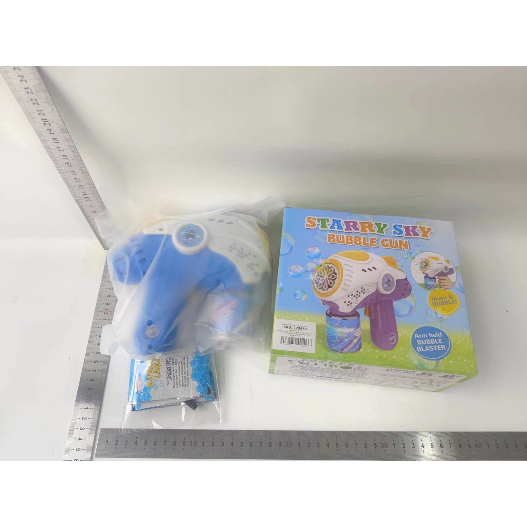 Jucarie Interactiva pentru Baloane de Sapun, Flippy, Sunete si Lumini, Model Pistol, cu 8 Orificii, Albastru-1