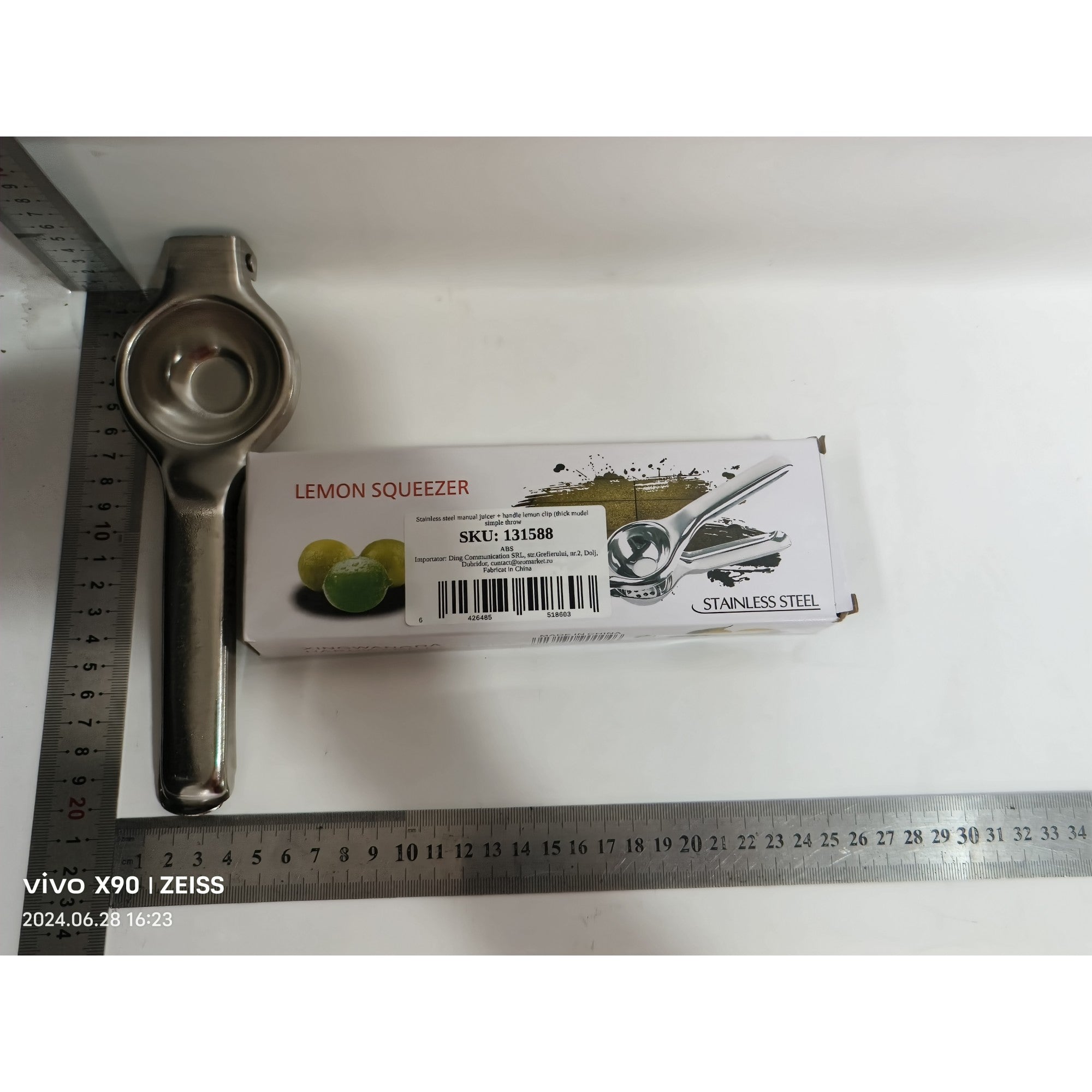 Storcator de Citrice Manual, Flippy, Rezistent, Usor de Folosit si Depozitat, Durabil, Calitativ, 20.5x7cm, Inox, Argintiu-1