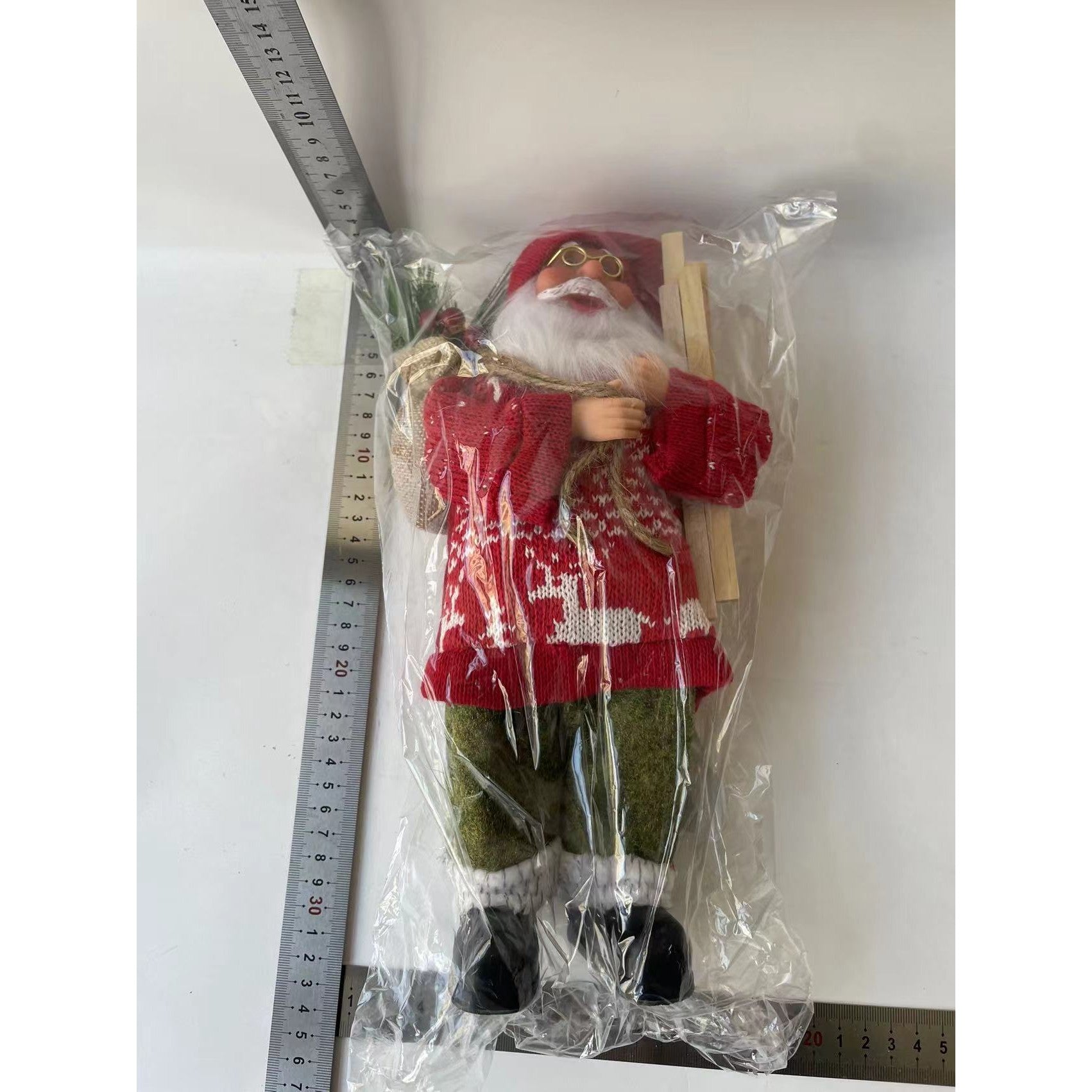 Jucarie decorativa, Flippy, Mos Craciun , standard, lana, tesatura de plus, poliester, 30 cm inaltime, interior/exterior 17x10x30cm, Rosu-1