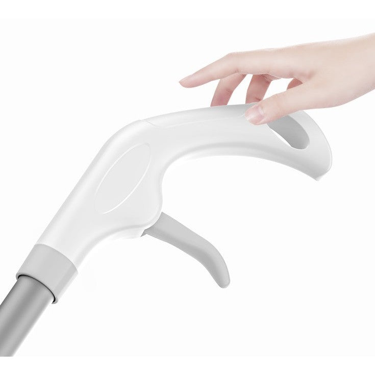 Stergator de Geamuri Flippy, cu Doua Fete, Tija Telescopica, cu Recipient de Lichid, Laveta din Microfibra, Racleta Silicon, 120 cm, Alb-1