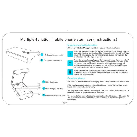 Sterilizator UV Alb pentru telefoane, cu functie difuzor aromatherapy si incarcare USB-1