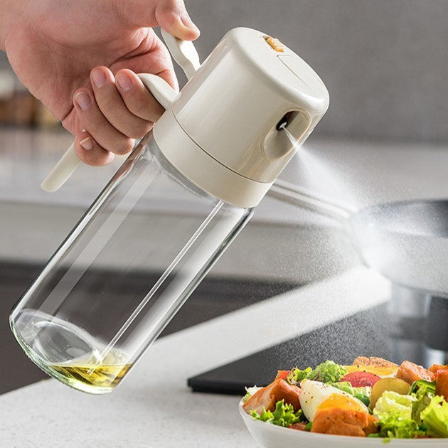 Dispenser pentru Ulei, Flippy, prin Curgere si Pulverizare, Deschidere si Inchidere Automata a Rezervorul, 550mL, 11.4x7.8x22.8cm, Gri-2