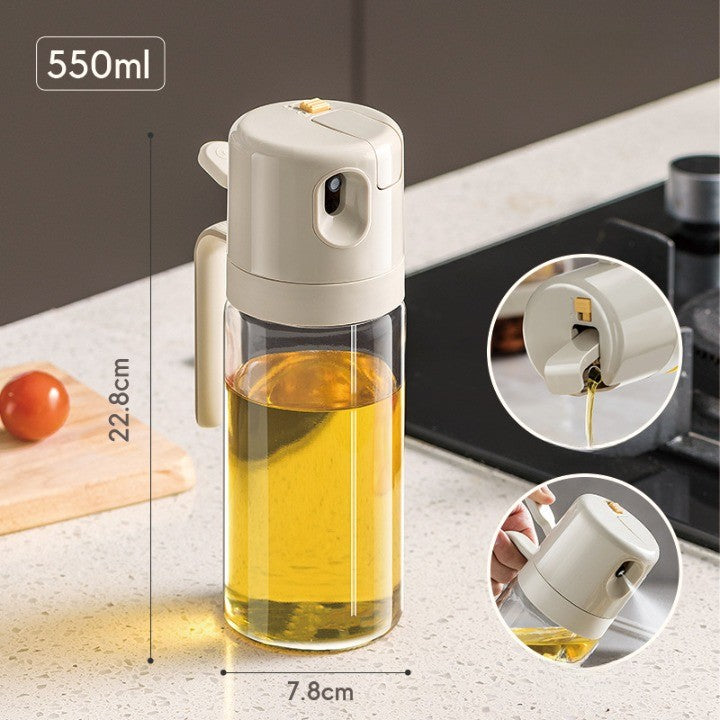 Dispenser pentru Ulei, Flippy, prin Curgere si Pulverizare, Deschidere si Inchidere Automata a Rezervorul, 550mL, 11.4x7.8x22.8cm, Gri-5