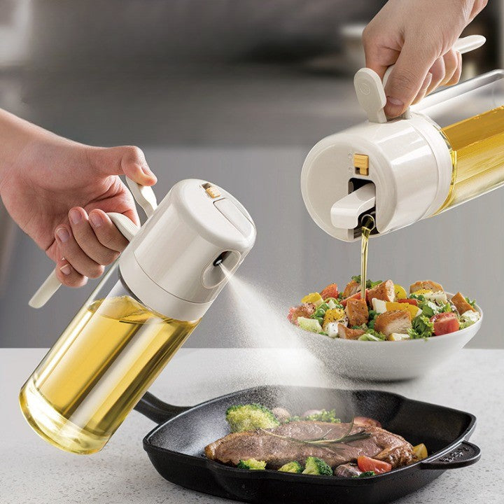 Dispenser pentru Ulei, Flippy, prin Curgere si Pulverizare, Deschidere si Inchidere Automata a Rezervorul, 550mL, 11.4x7.8x22.8cm, Gri-7