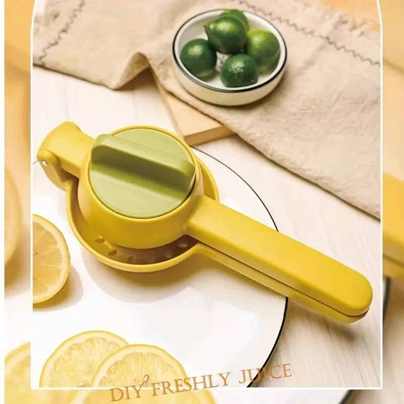 Storcator manual citrice, Flippy, pentru lamai, portocale, cu actiune dubla, usor de utilizat, material ABS rezistent, 8x10x22 cm, Galben-2